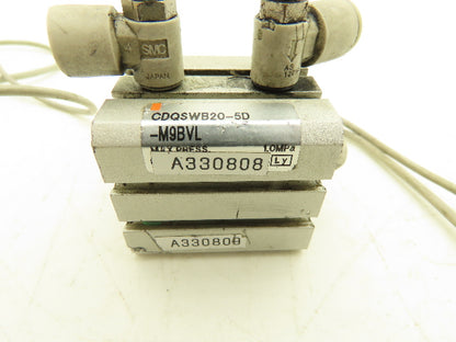 SMC CDQSWB20-5D-M9BVL Pneumatic Air Cylinder Double End 5mm Stroke Lot of 2