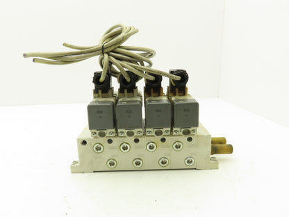 SMC VQ7-6-FG-S-3Z  4-Station Pneumatic Solenoid Valve Manifold 24VDC 3/8" Ports