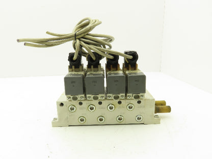 SMC VQ7-6-FG-S-3Z  4-Station Pneumatic Solenoid Valve Manifold 24VDC 3/8" Ports