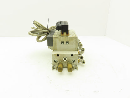 SMC VQ7-6-FG-S-3Z  4-Station Pneumatic Solenoid Valve Manifold 24VDC 3/8" Ports