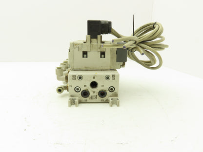 SMC VQ7-6-FG-S-3Z  4-Station Pneumatic Solenoid Valve Manifold 24VDC 3/8" Ports
