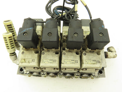 SMC VQ7-6-FG-S-3Z  4-Station Pneumatic Solenoid Valve Manifold 24VDC 3/8" Ports