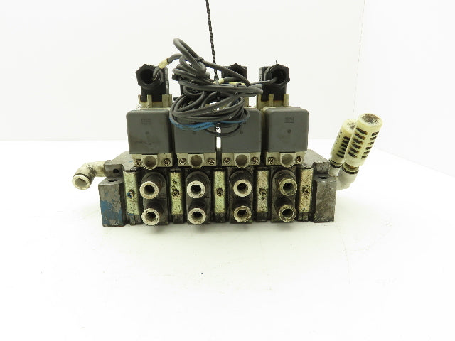 SMC VQ7-6-FG-S-3Z  4-Station Pneumatic Solenoid Valve Manifold 24VDC 3/8" Ports