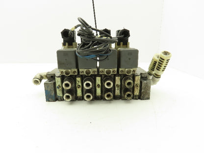 SMC VQ7-6-FG-S-3Z  4-Station Pneumatic Solenoid Valve Manifold 24VDC 3/8" Ports