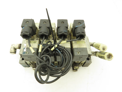 SMC VQ7-6-FG-S-3Z  4-Station Pneumatic Solenoid Valve Manifold 24VDC 3/8" Ports