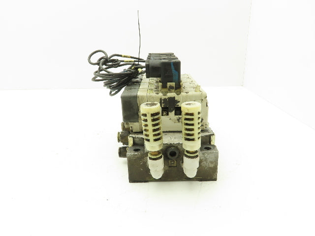 SMC VQ7-6-FG-S-3Z  4-Station Pneumatic Solenoid Valve Manifold 24VDC 3/8" Ports