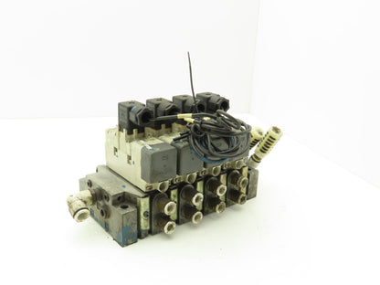 SMC VQ7-6-FG-S-3Z  4-Station Pneumatic Solenoid Valve Manifold 24VDC 3/8" Ports