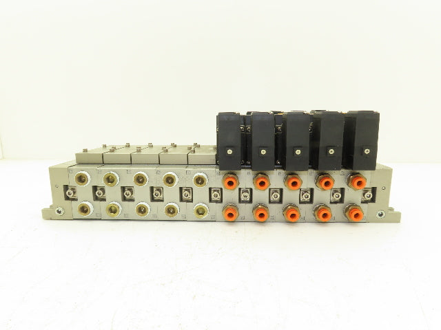 SMC NVV5FS3-01T-101  10-Station Pneumatic Solenoid Valve Manifold NVFS3300-5FZ