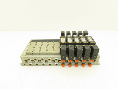 SMC NVV5FS3-01T-101  10-Station Pneumatic Solenoid Valve Manifold NVFS3300-5FZ