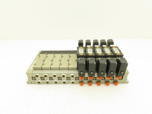 SMC NVV5FS3-01T-101  10-Station Pneumatic Solenoid Valve Manifold NVFS3300-5FZ