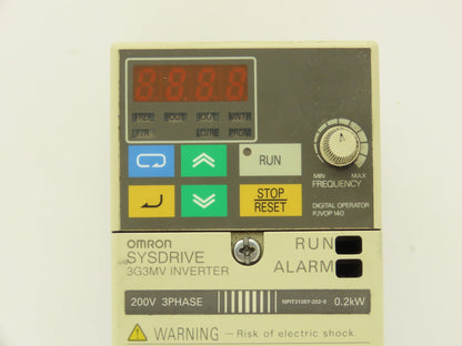 Omron 3G3MV-C2002 Sysdrive Variable Speed Inverter Drive VFD 1/4Hp 230V 3PH