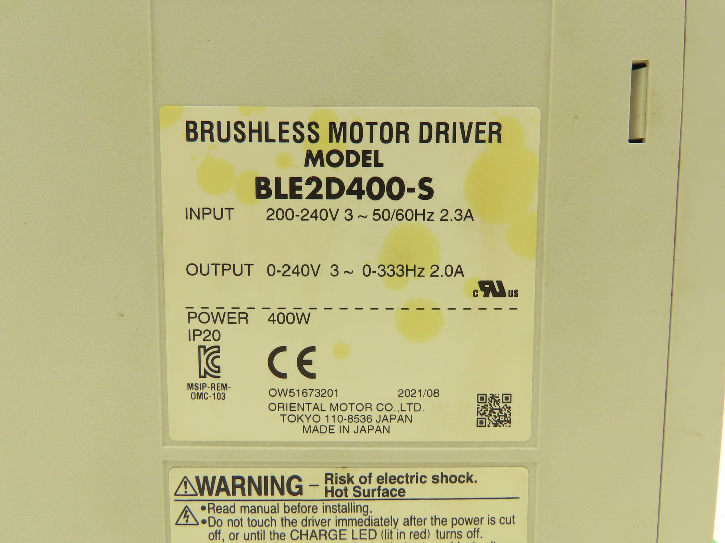 Oriental Motor BLE2D400-S Brushless Motor Driver 240V 3PH In 0-240V 0-333Hz Out