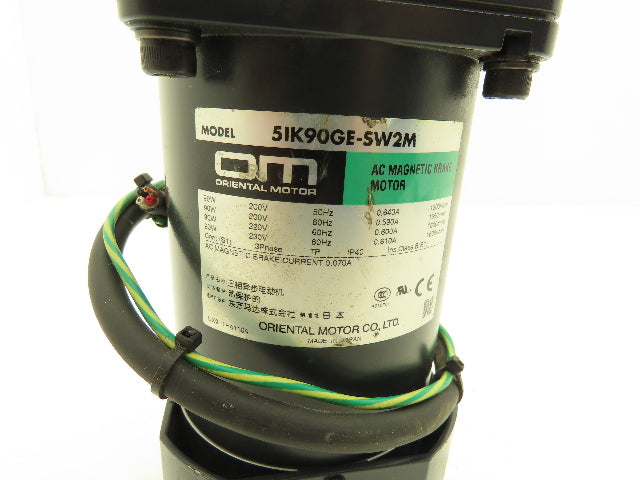 Oriental Motor 5IK90GE-SW2M Brake Gearmotor 6:1 Gearhead 5GE6RA 266 RPM 230V 3PH