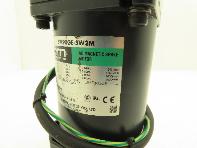 Oriental Motor 5IK90GE-SW2M Brake Gearmotor 6:1 Gearhead 5GE6RA 266 RPM 230V 3PH