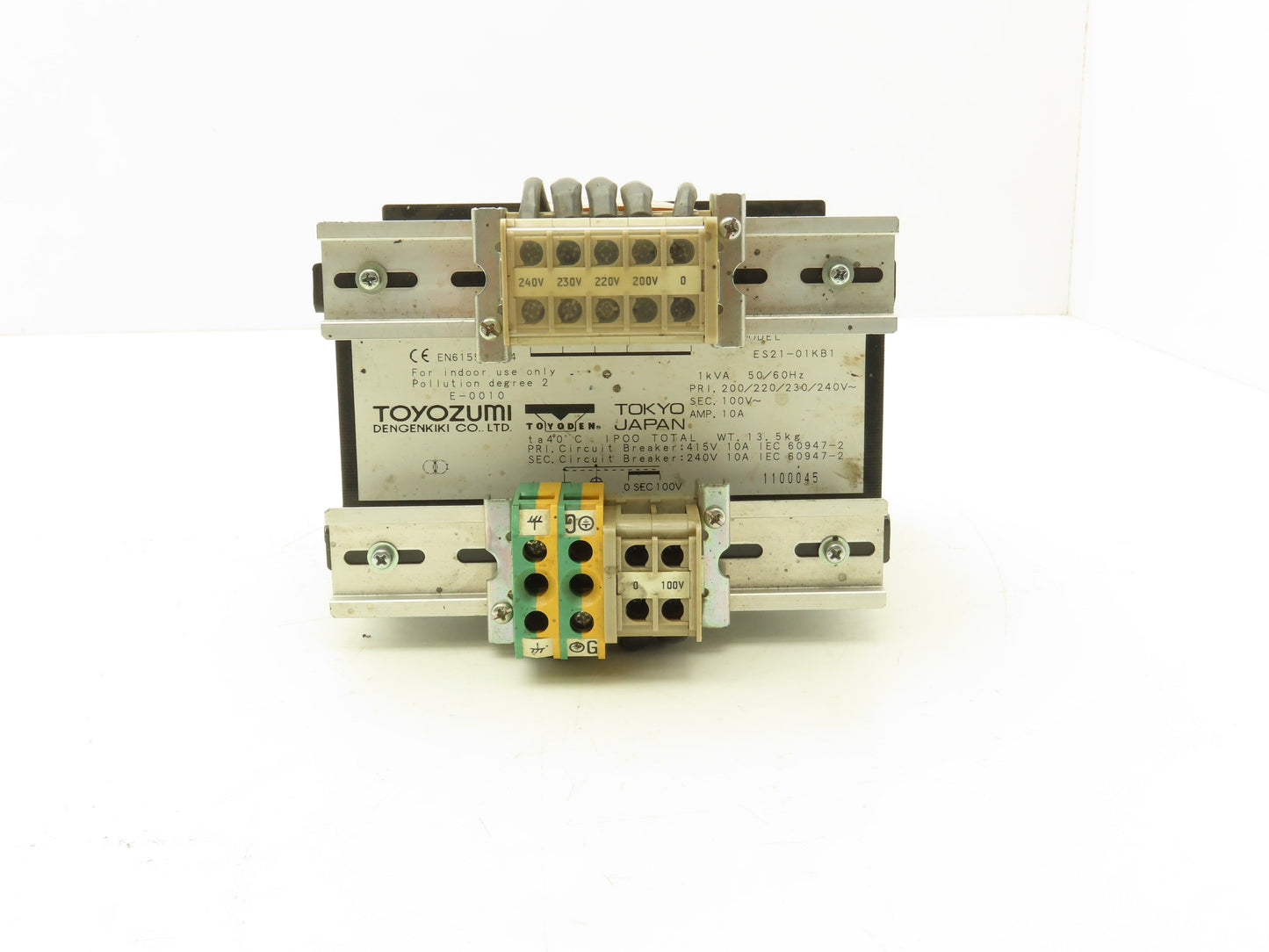 Toyozumi ES21-01KB1 Step Down Transformer 1Kva 200/230/240V to 100V 10A 50/60Hz