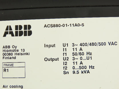 ABB ACS880-01-11A0-5 Variable Speed Inverter Drive VFD 7.5Hp 380/480VAC 3PH