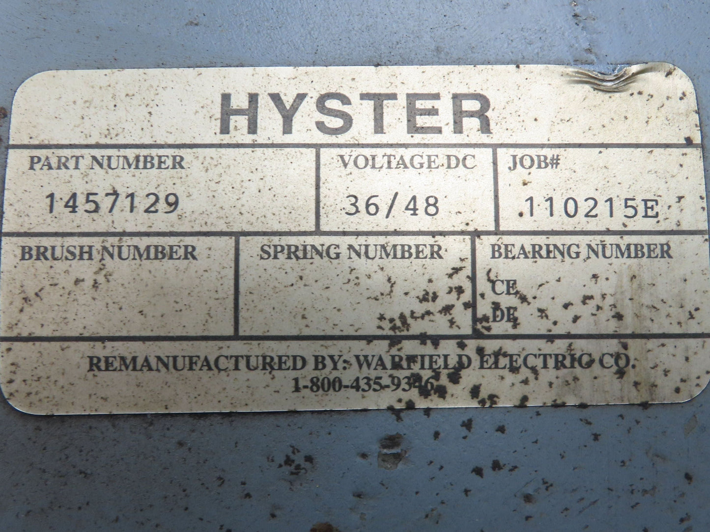 Hyster 1457129 E60XM-33 Forklift Traction Motor 36VDC