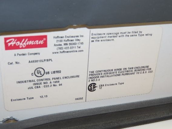 Hoffman A483612LP Electrical Enclosure 48x36x12" Wall Mount Control Panel Box