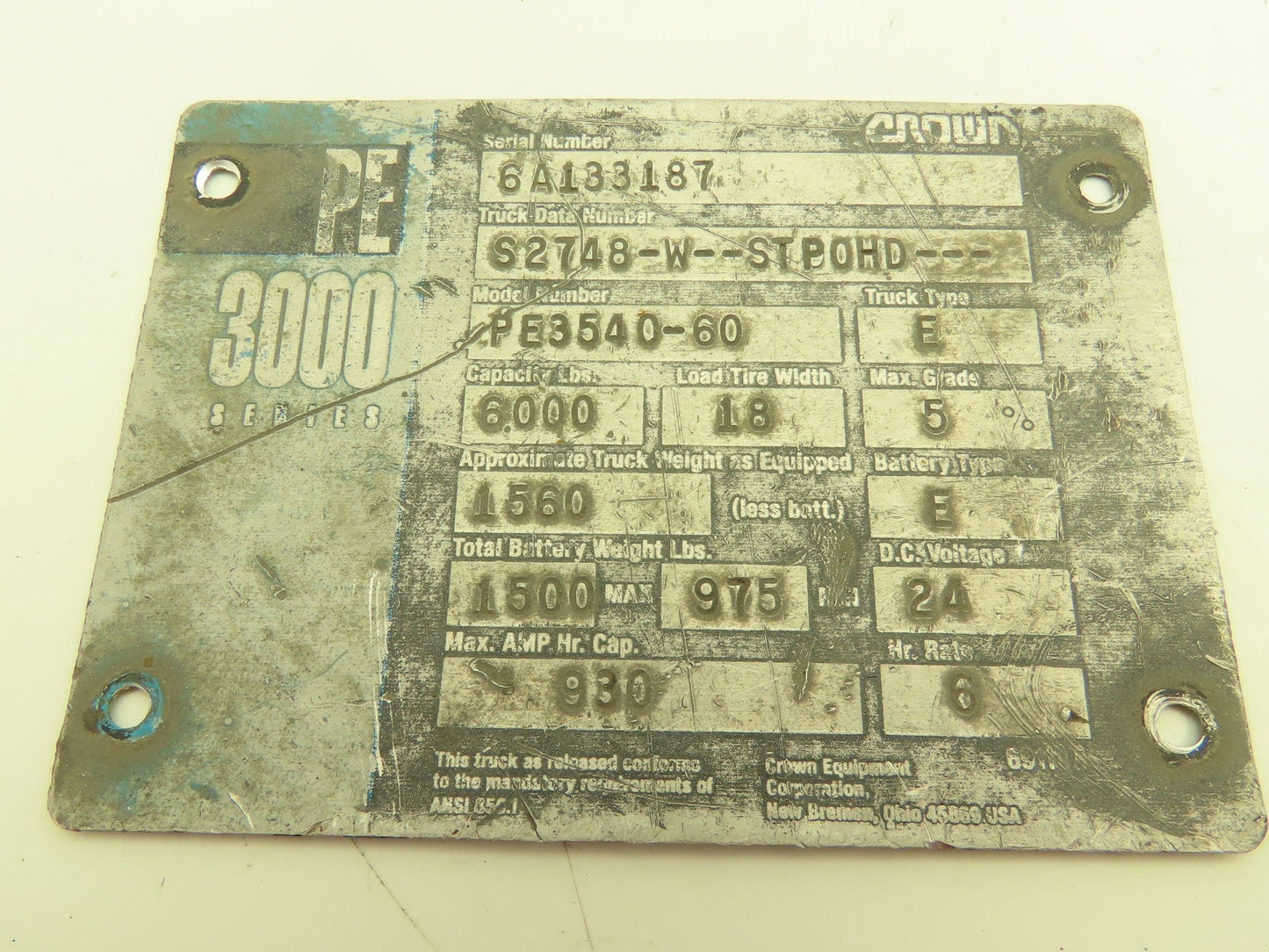 Crown PE 3000 Series PE3540-60 Pallet Jack Hydraulic Cylinder 6"Stroke 2.5"Bore