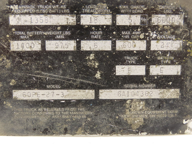 Crown 60PE-27-3 Pallet Jack Brake Resistor 0.5 Ohm