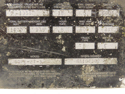 Crown 60PE-27-3 Pallet Jack Brake Resistor 0.5 Ohm