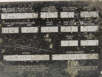 Crown 60PE-27-3 Pallet Jack Hydraulic Cylinder Assembly 2.375" Bore 5.75" Stroke