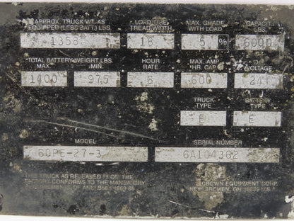 Crown 60PE-27-3 Pallet Jack Electronics Hour Meter Battery Controller Fuse