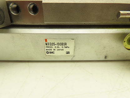 SMC MXQ25-100BSR Pneumatic Air Slide Table End Lock Cylinder 25mm x 100mm Stroke