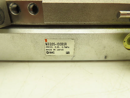 SMC MXQ25-100BSR Pneumatic Air Slide Table End Lock Cylinder 25mm x 100mm Stroke