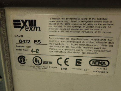 Exm 6412ES Electrical Enclosure 300x400x180mm Control Panel Backplate 12x14x6"