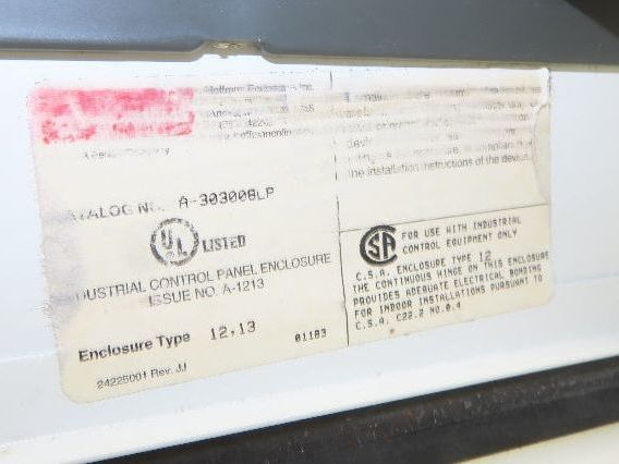 Hoffman A303008LP Electrical Enclosure Control Panel 30x30x8" Backplate