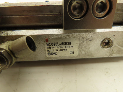 SMC MXQ20L-50BSR Pneumatic Air Slide Table End Lock Cylinder 20mm x 50mm Stroke