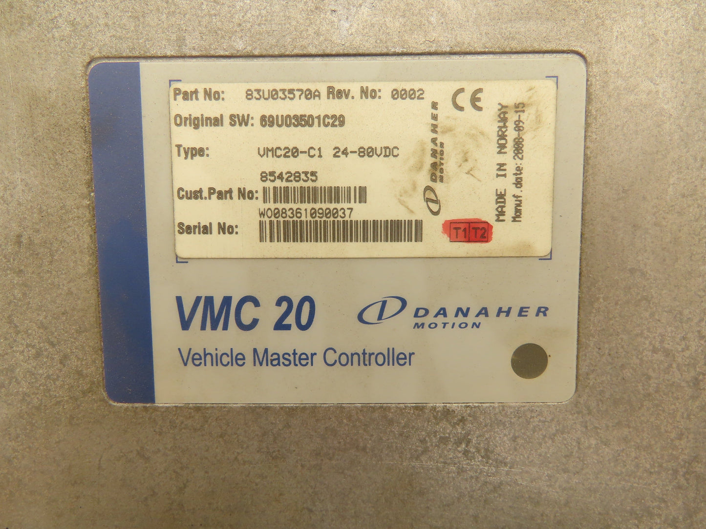 Danaher Motion 83U03570A VMC 20 Vehicle Master Controller Rev. No: 0002 VMC20-C1
