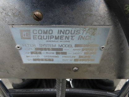 Como Filtration 210 Portable Filter Cart Hydraulic 11GPM 120V 3/4 Hp EDM
