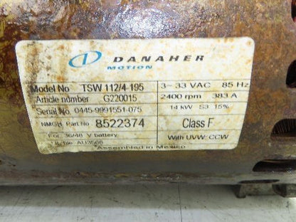 Danaher Motion TSW 112/4-195 DC Hydraulic Pump Motor Hyster E60Z Forklift 36/48V