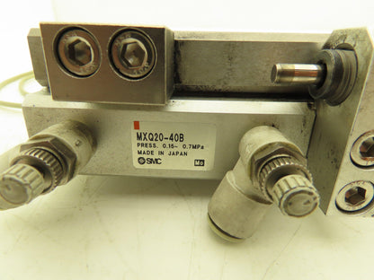 SMC MXQ20-40B Pneumatic Air Slide Table Cylinder w/Shock 20mm Bore 40mm Stroke