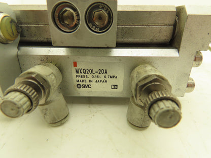 SMC MXQ20L-20A Pneumatic Air Slide Table Cylinder w/Stops 20mm Bore 20mm Stroke