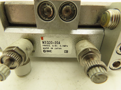 SMC MXQ20-20A Pneumatic Air Slide Table Cylinder w/Stops 20mm Bore 20mm Stroke