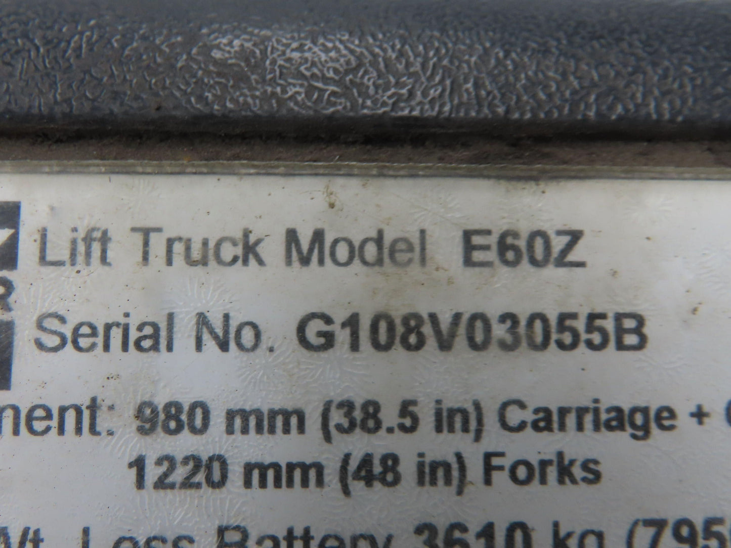 Hyster E60Z Forklift Sideshift 4 Lever Controls And Model Label