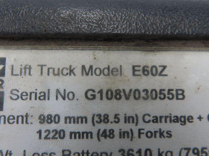 Hyster E60Z Forklift Sideshift 4 Lever Controls And Model Label