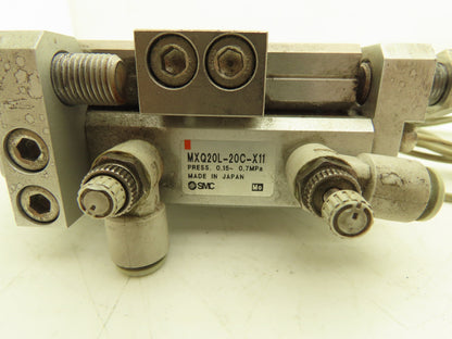 SMC MXQ20L-20C-X11 Pneumatic Air Slide Table Cylinder w/Stops 20mm Stroke