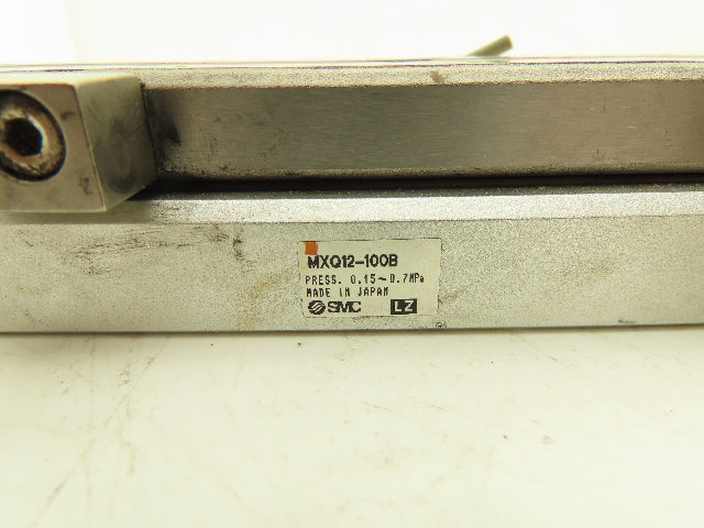 SMC MXQ12-100B Pneumatic Air Slide Table Cylinder w/Shocks 12mm x 100mm Stroke
