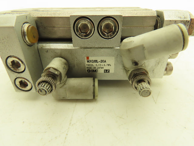 SMC MXQ16L-20A Pneumatic Air Slide Table Cylinder w/Stops 16mm Bore 20mm Stroke