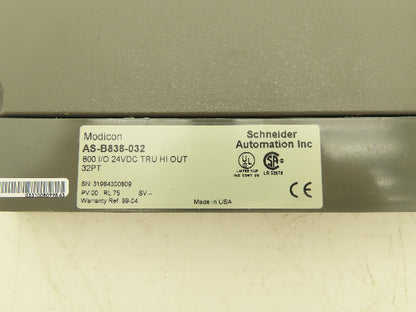 AEG Modicon AS-B838-032 I/O Module 24VDC TRU HI OUT PV:00 RL:75