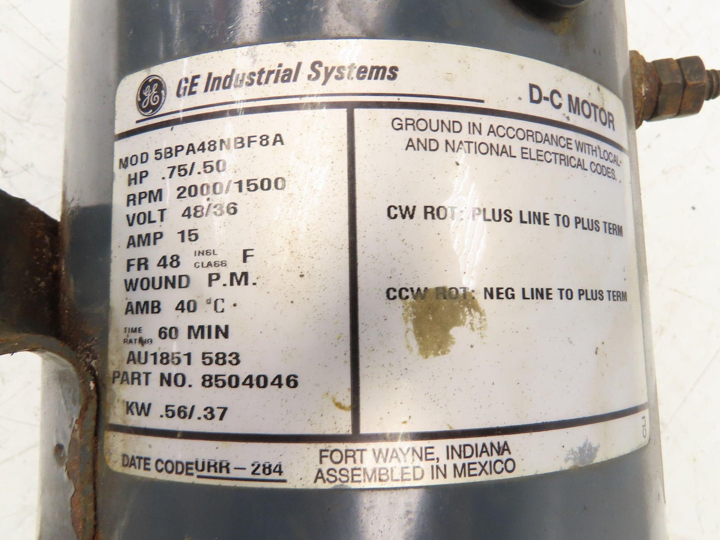 General Electric Hyster E60XM-33 Electric Forklift Hydraulic Pump Motor