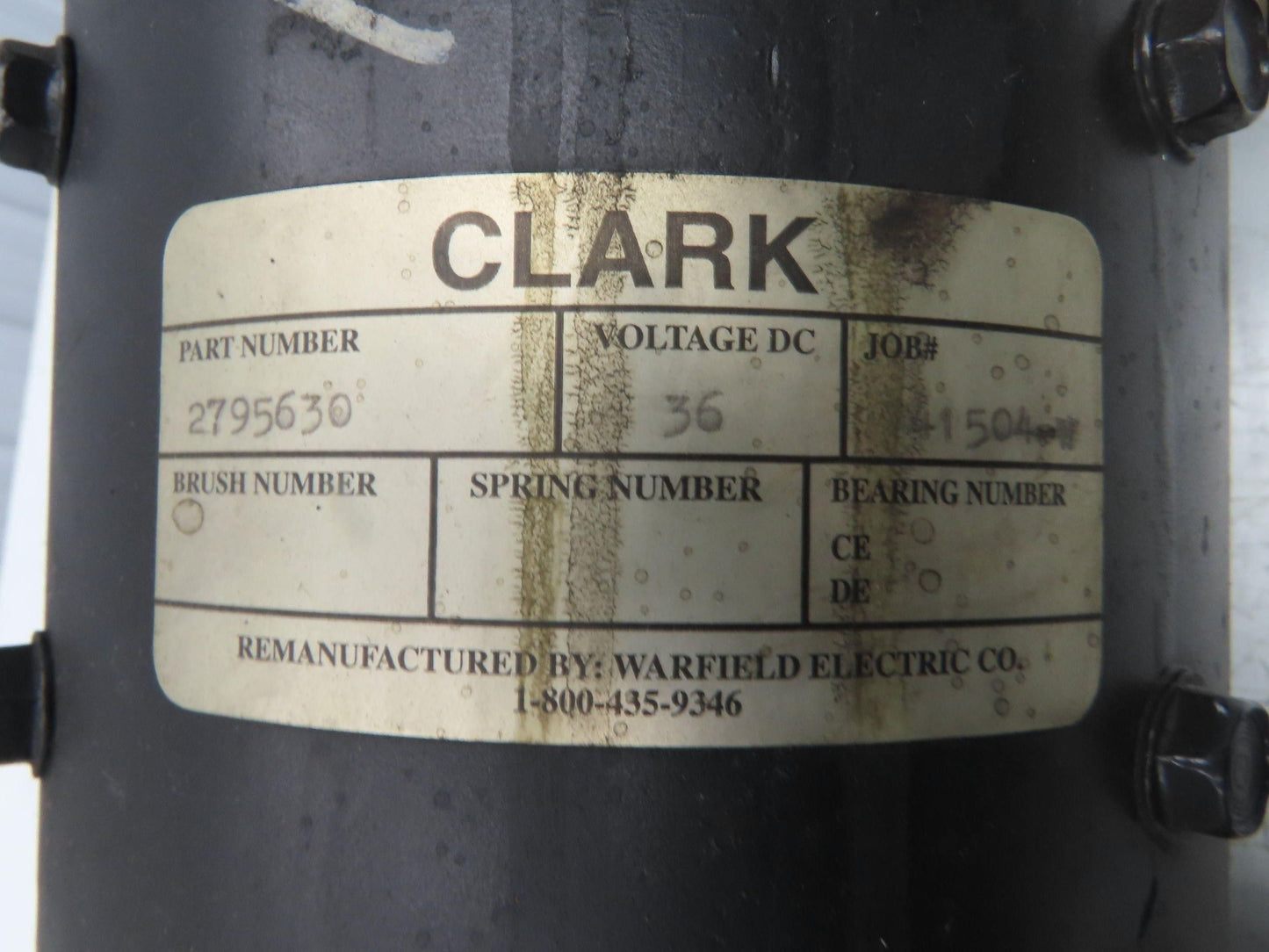 Clark 2795630 Traction Motor 36VDC From NPR20 Reach Truck Forklift