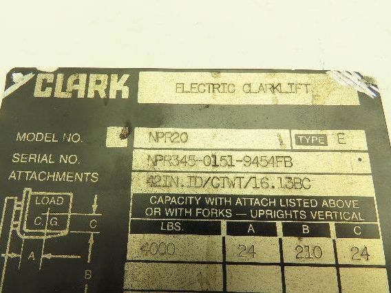 Clark 41 6 Steer Crank Handle Panel Hour Meter Key NPR20 Reach Truck Forklift