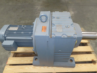 Sew-Eurodrive R137DRE132M4 Helical Gearmotor 222.6:1 Inline Reducer 7.5Hp 480V