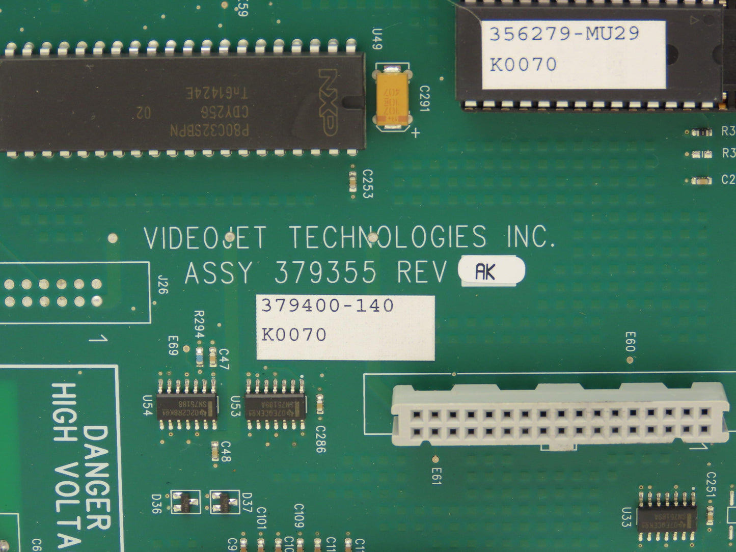 VideoJet 379400-140 Excel Ink Jet Control Panel Motherboard PCB *No 9V Battery*