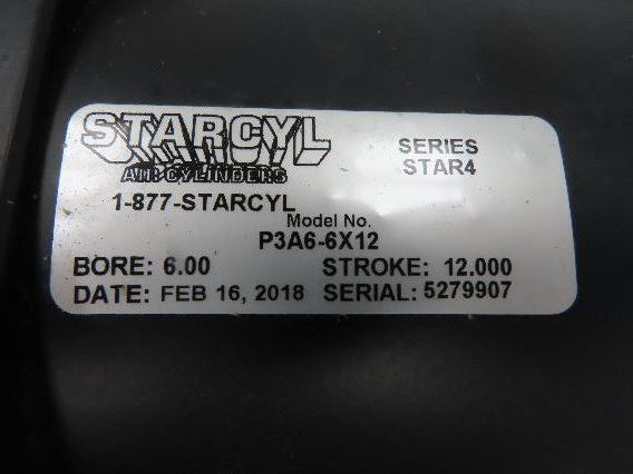 Starcyl P3A6-6X12 Star 4 Pneumatic Air Cylinder 6" Bore 12" Stroke 4" Rod Dia